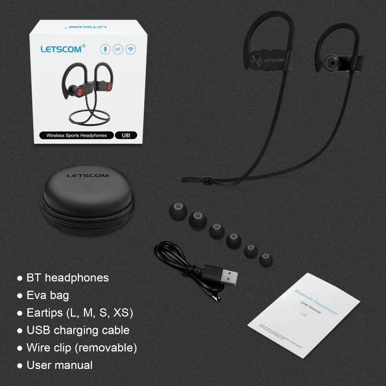 Letscom bluetooth headphones ipx7 waterproof wireless sport earphones outlet stores