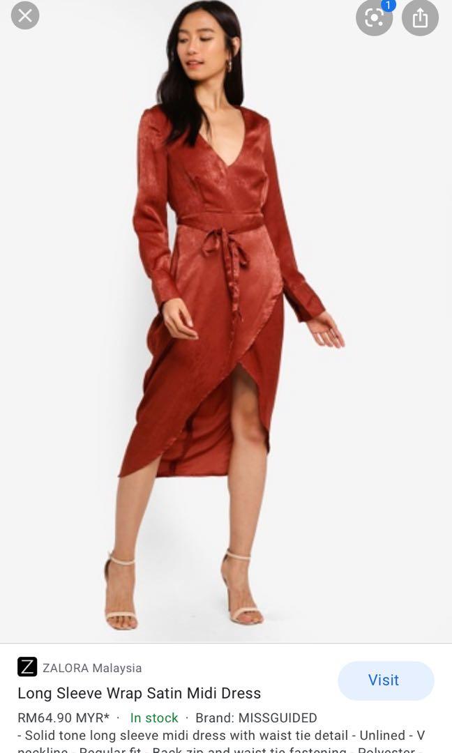missguided satin wrap dress