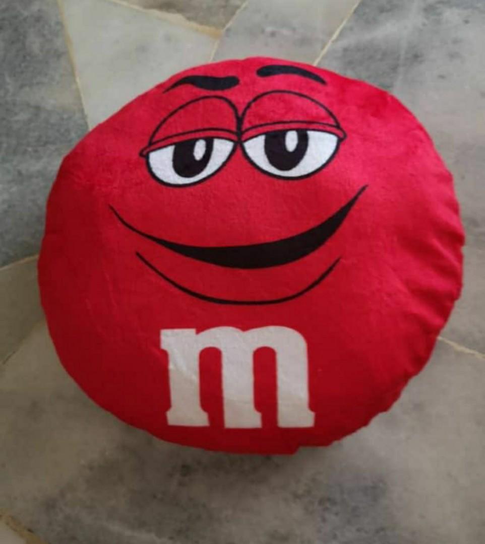 M&M's Emoji Round Plush Pillow Bantal, Furniture & Home Living, Home ...