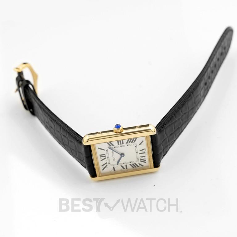 NEW Cartier Tank Solo 34.8 mm Quartz Silver Dial 18K Yellow Gold