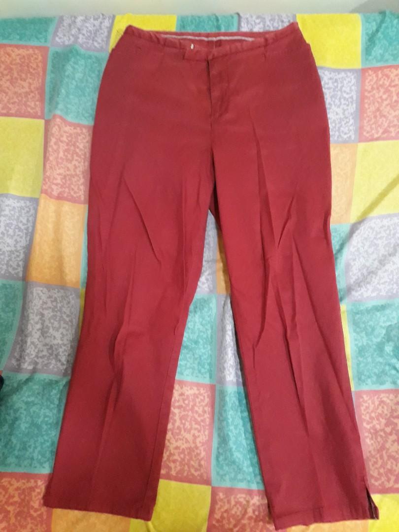 ORIGINAL Giordano Red Vintage Pants (Category: Other Bottoms) located in Paranaque City. Submitted by merlindel (Listing ID 1008086020, Image 1). Description: - fits size M but can be adjusted to fit S. ideal for millennials and genZs who loves to play around the throwback looks. - perfect for office or formal attire, too!.