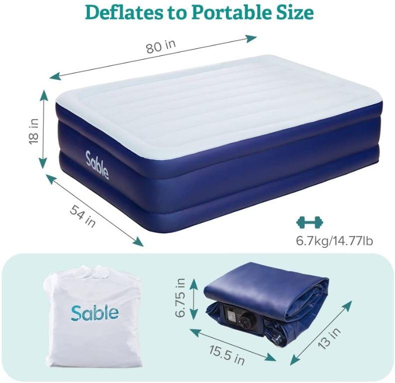 Sable Queen Size Air Bed with Builtin Electric Pump, Furniture & Home