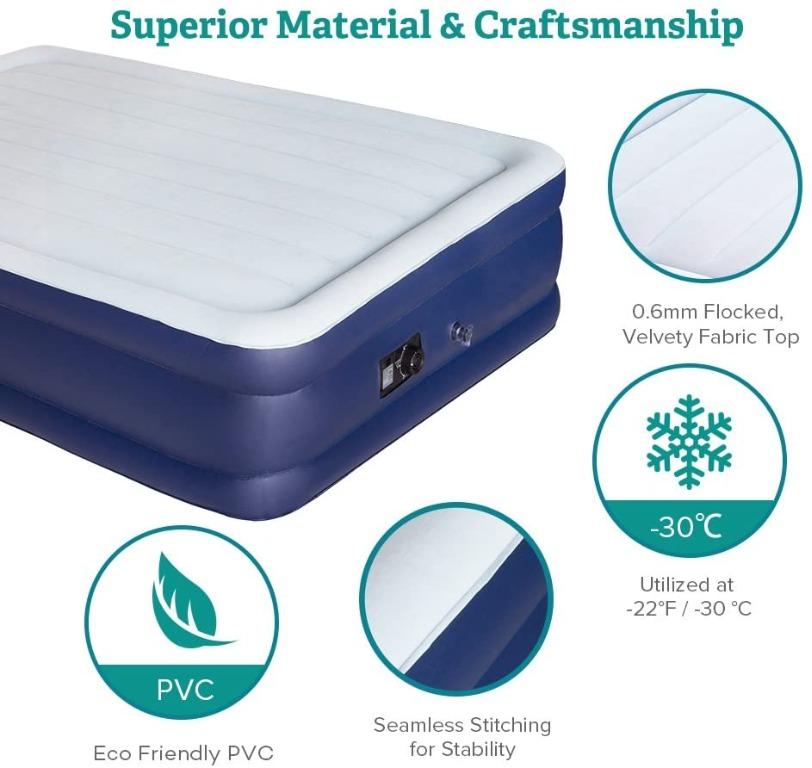 Sable Queen Size Air Bed with Builtin Electric Pump, Furniture & Home