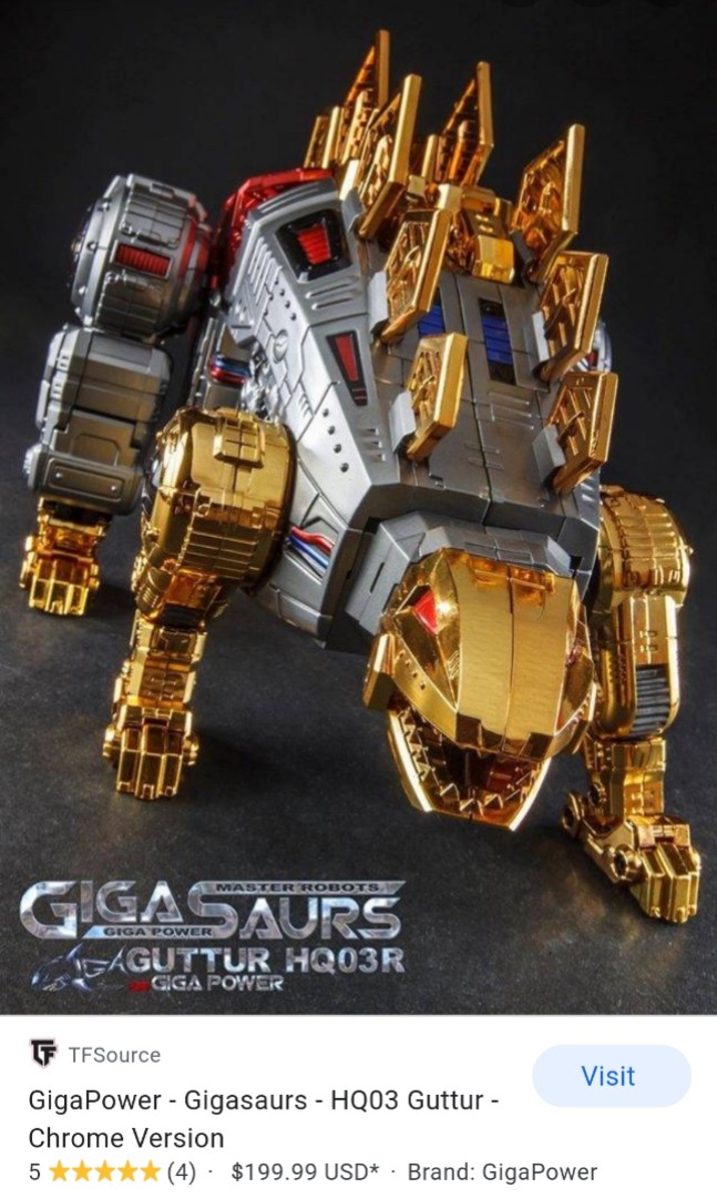 Transformers dinobots mp snarl gigapower gutter chrome version, Hobbies