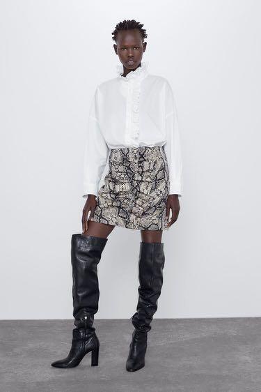 Snake print mini skirt zara outlet