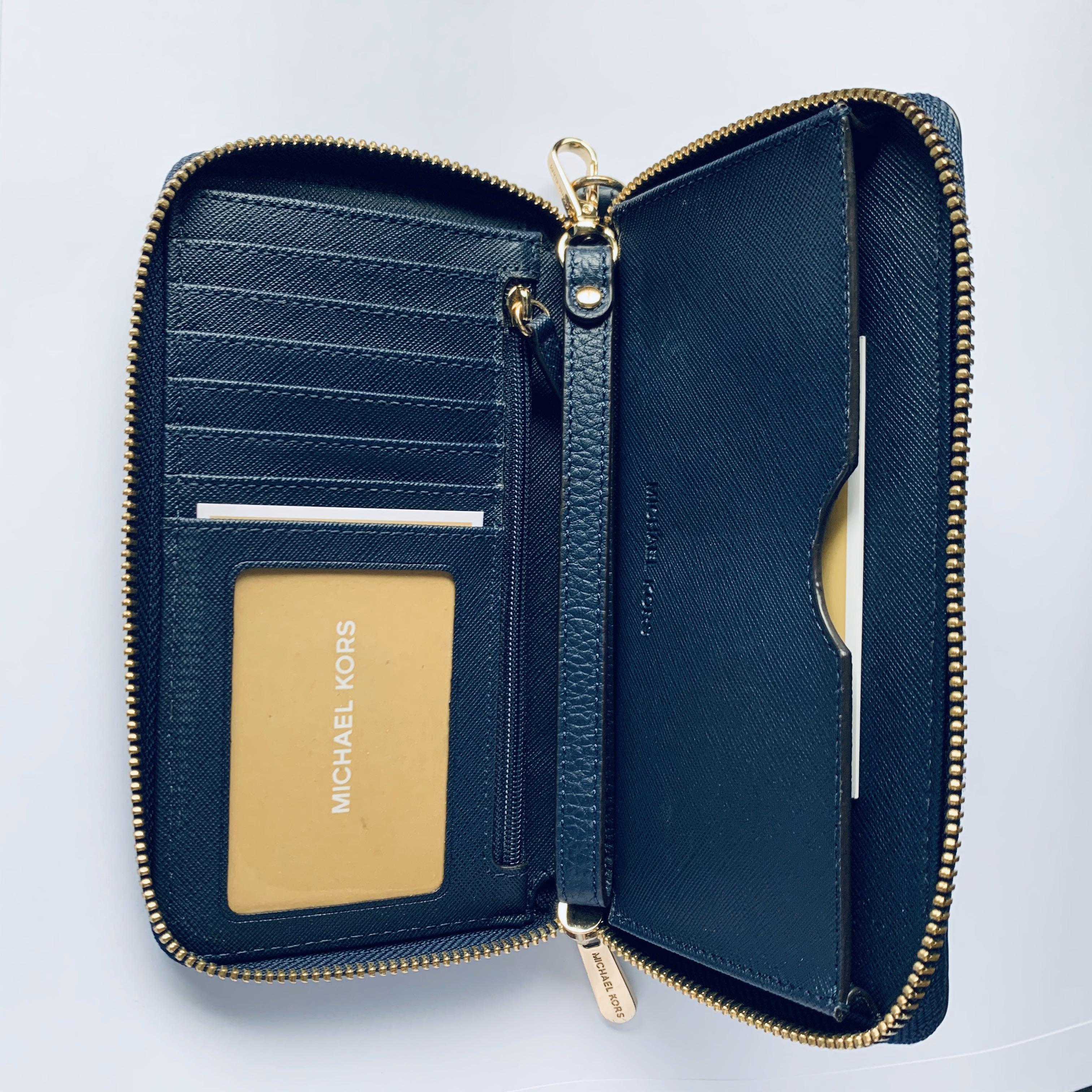 Michael Kors Navy Wallet, Women's Fashion, Bags & Wallets, Purses & Pouches  on Carousell