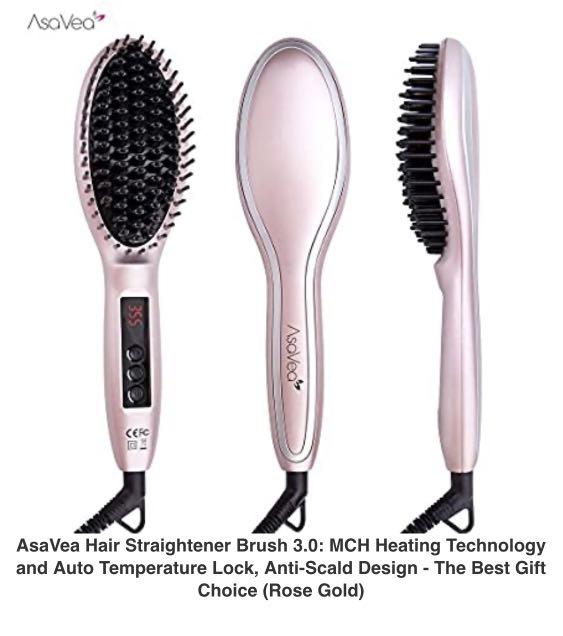 UP TO 60 OFF AsaVea Hair Straightener Brush 3.0 MCH Heating Technology and Auto Temperature Lock Anti Scald