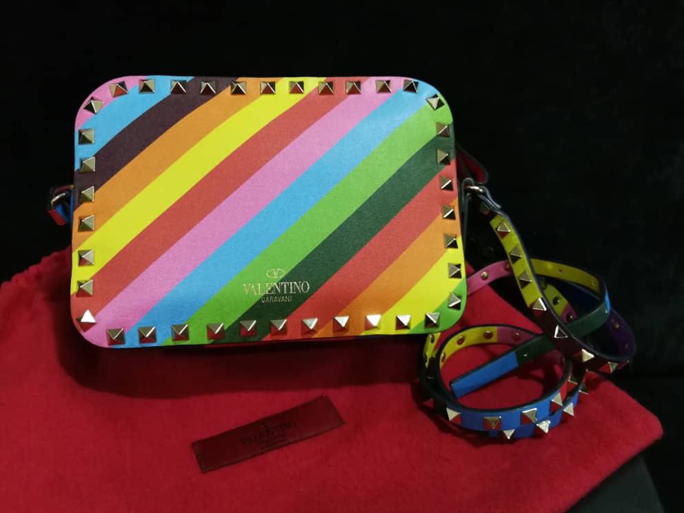 AUTHENTIC VALENTINO Garavani Rockstud Multicolor Camera Crossbody