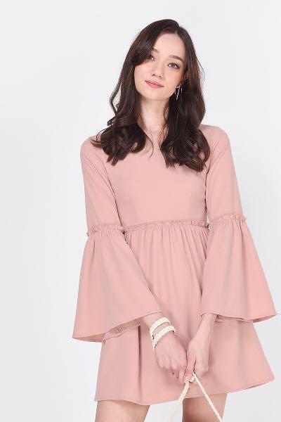 bell sleeve babydoll dress