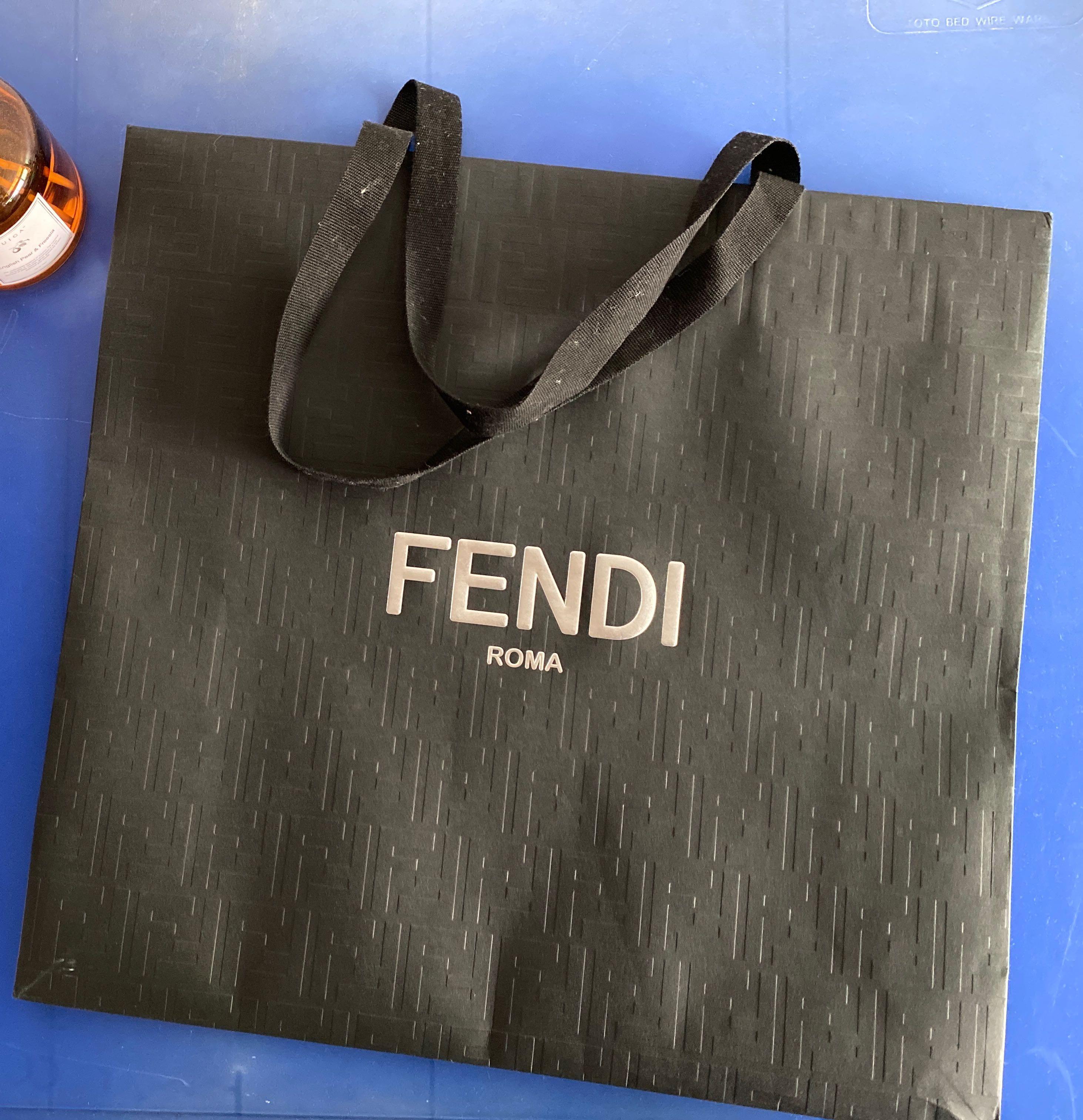 Fendi paper shopping bag(BLACK), Luxury, Bags & Wallets on Carousell