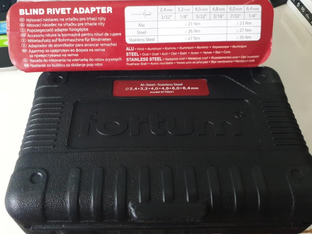 FORTUM Blind Rivet Adapter, Furniture & Home Living, Home Improvement