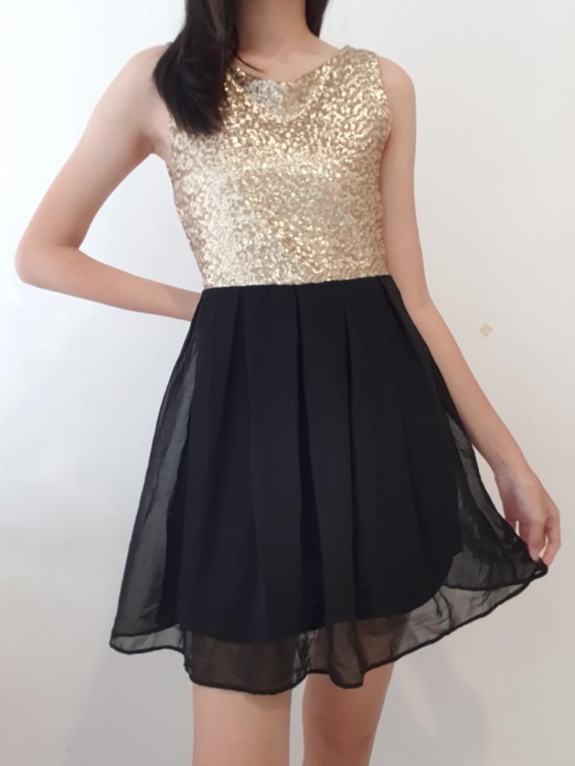 bnwot tfnc gold sequin dress, Women's Fashion, Muslimah Fashion, Dresses on  Carousell
