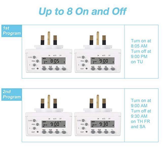 HBN Weekly Energy Saving Plugin Electronic Timer Switch Twin Pack