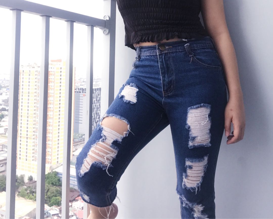 high waisted ripped jeans