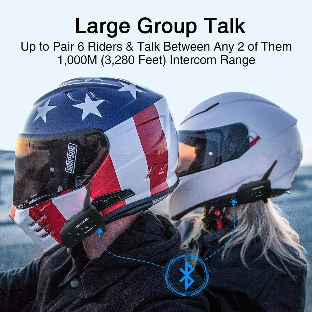 Lexin 2pcs r6 bt interphone bluetooth motorbike motorcycle helmet intercom headset clearance 1000m rider