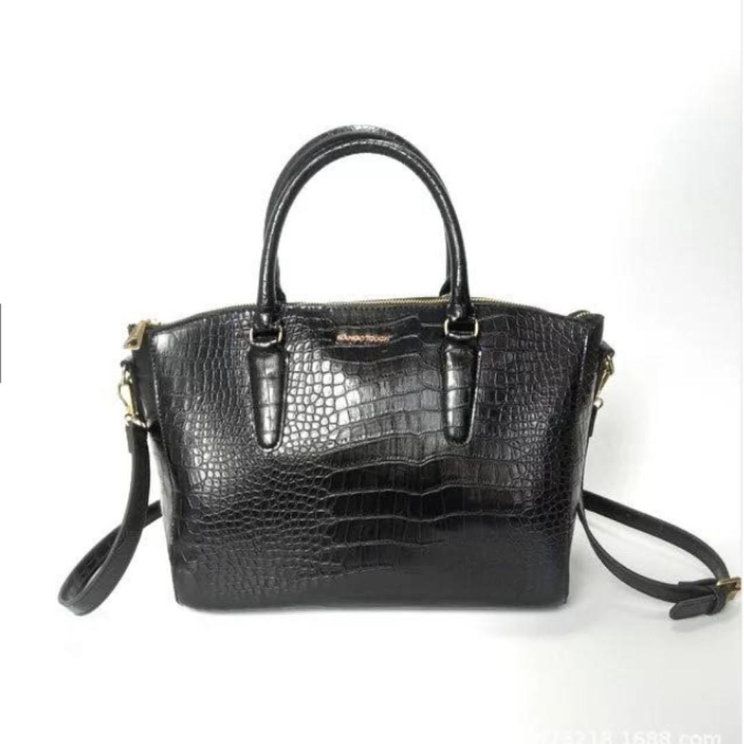 Mango Touch Black Croc Skin Handbag Women s Fashion Bags
