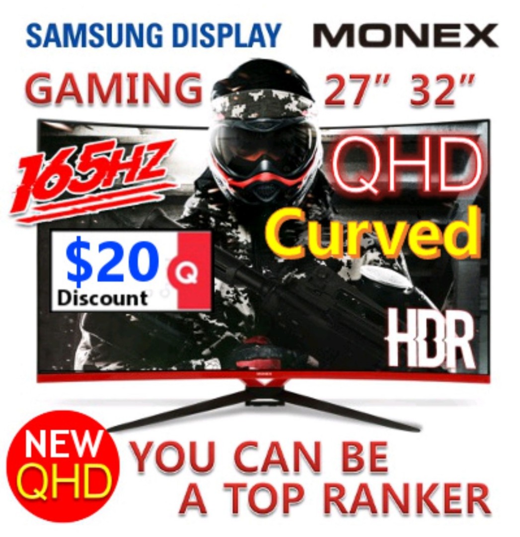MONEX 27 ~ 32 inch Gaming Monitor Samsung Panel General / Curved 144Hz / 165Hz (Qoo10)
