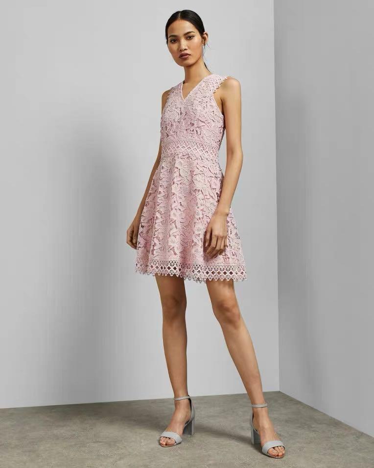 Ted baker pink new arrivals lace dress