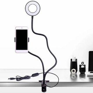 USB Charging Power LED Selfie Ring Filling Light With Mobile Phone Clip Holder