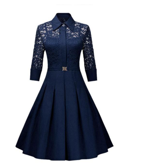 Vintage Women Black Lace V Neck Midi Dress Casual Ol Party Dress Women S Fashion Clothes Dresses Skirts On Carousell