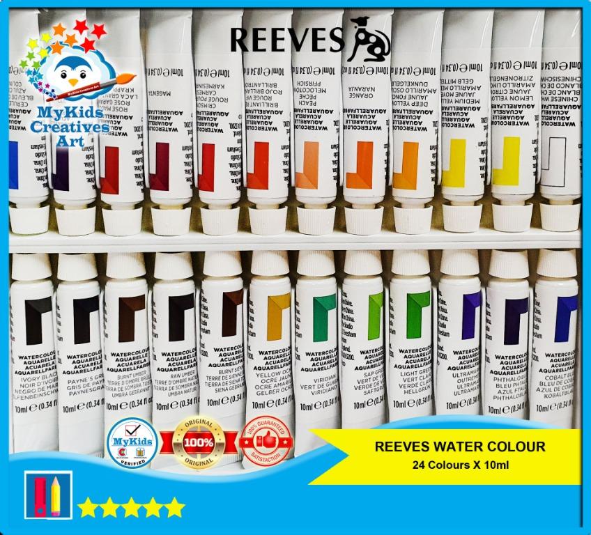 WATERCOLOUR 24 COLOURS X 10ml (REEVES, UK), Hobbies & Toys, Stationery ...