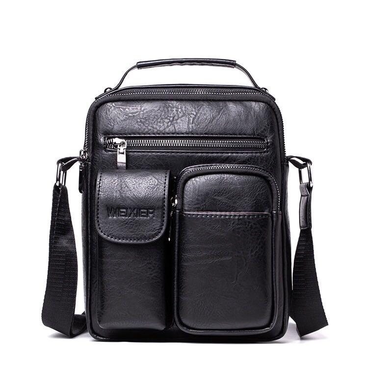 Weixer Man Extra Pocket Classic Leather Messenger Bag, Men's Fashion ...