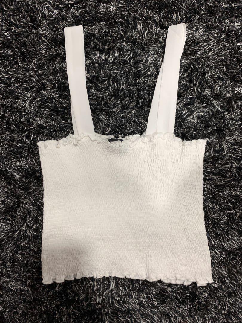 smocked tube top with straps