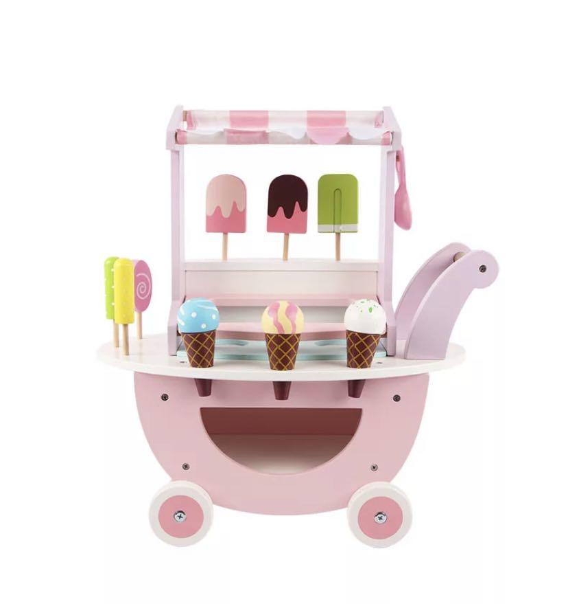 wooden ice cream cart