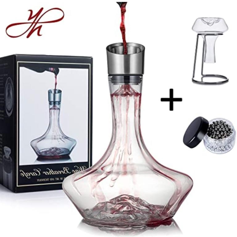 YouYah Iceberg Wine Decanter Set with Aerator Filter,Drying Stand and