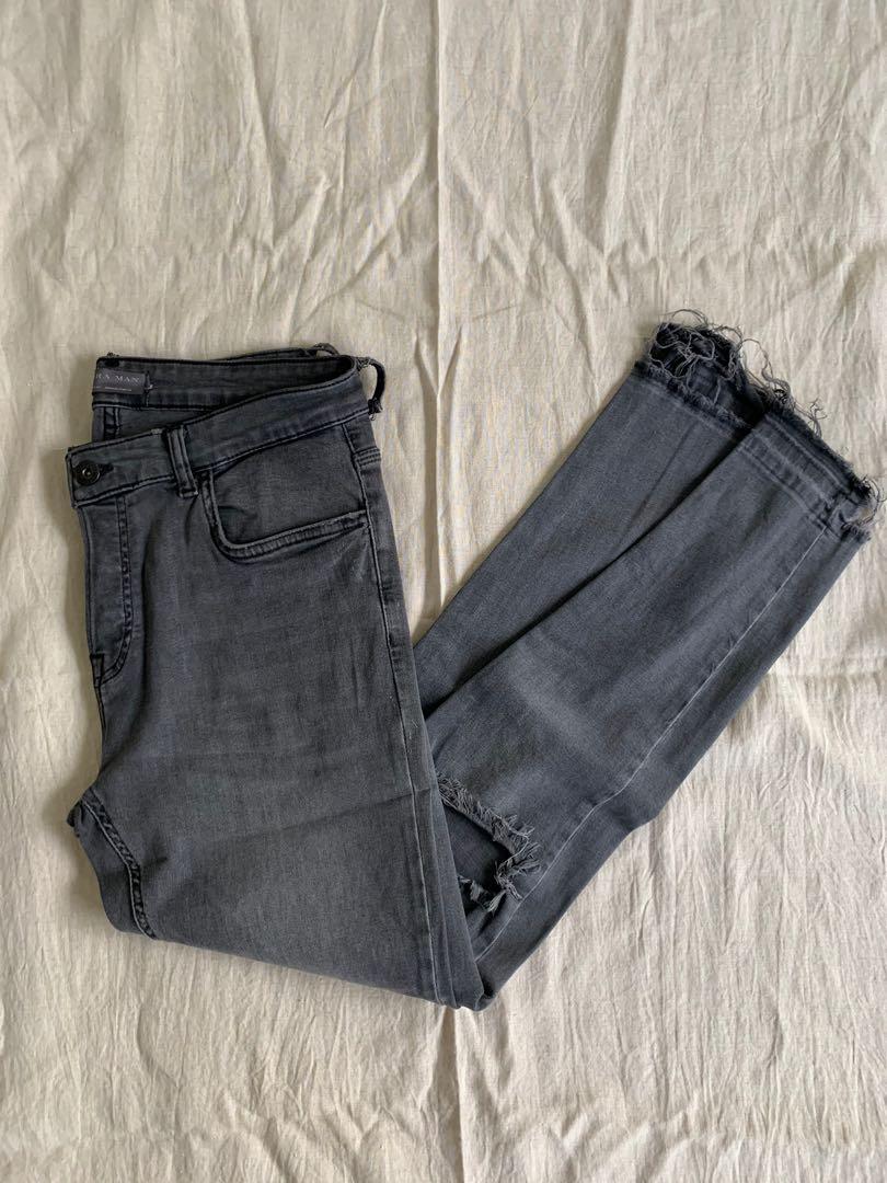 zara grey ripped jeans