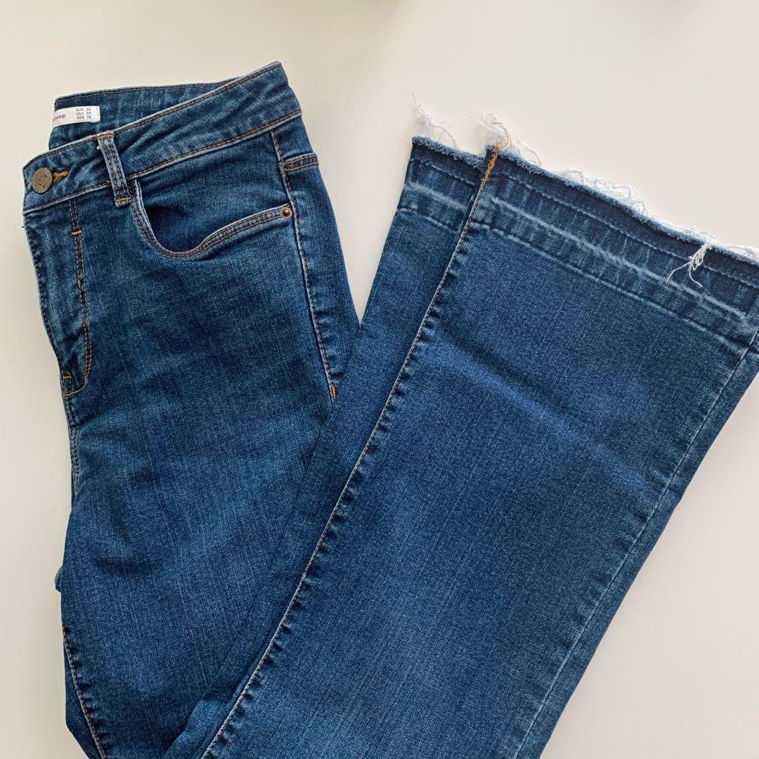 blue jean flare pants