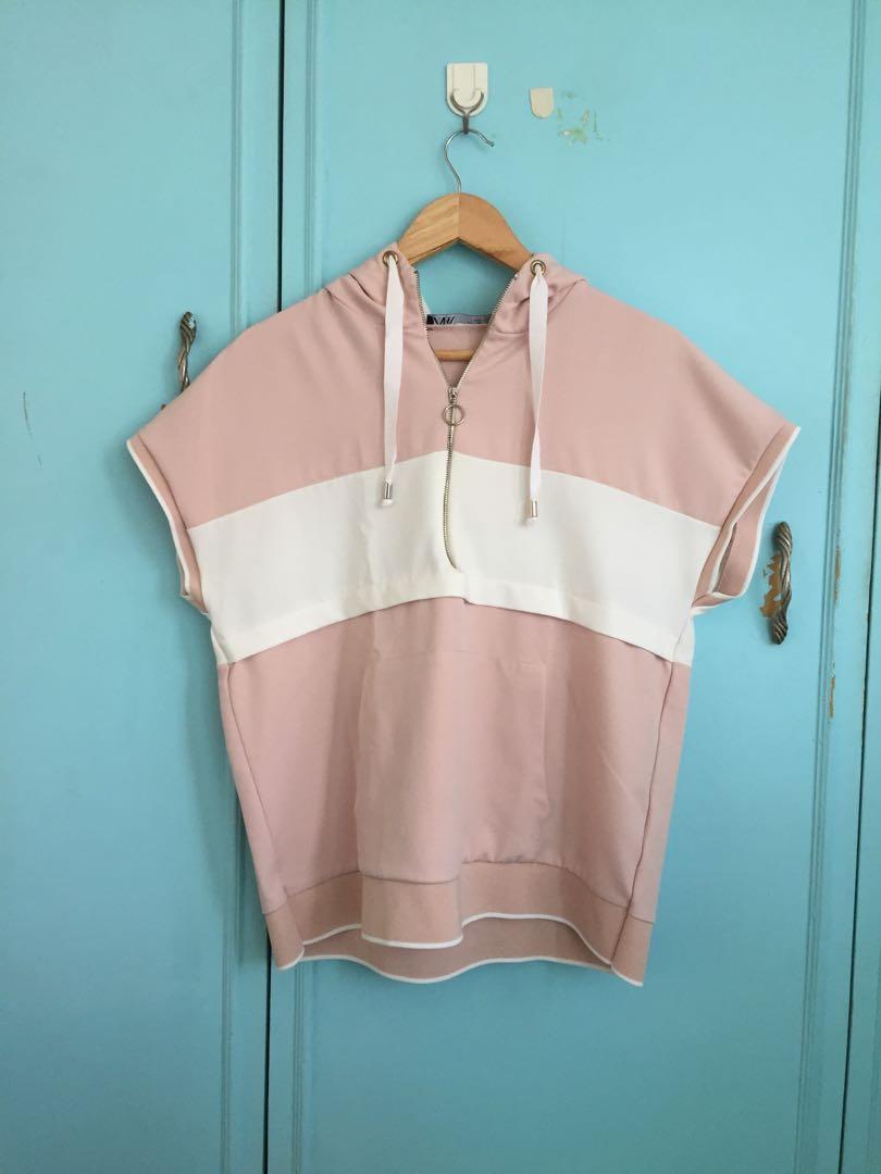 pink hoodie zara