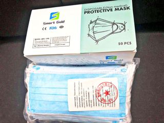 Download Free Face Mask Disposable Surgical Smart Gold 3ply 50pcs PSD Mockup Template