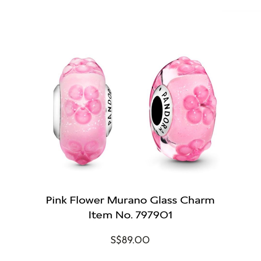 Pandora Pink Flower Murano Glass Charm 791665