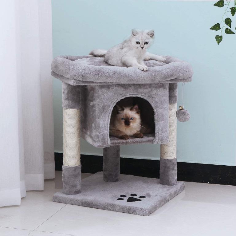 Bewishome Cat Tree Cat House Cat Condo With Sisal Scratching Posts Plush Perch Cat Tower Furniture Cat Bed Kitty Activity Center Kitten Play House Light Grey Mmj08g Pet Supplies For Cats Cat