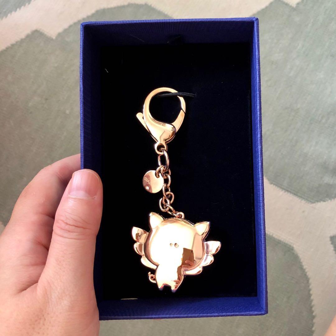 BNIB Swarovski Little Pig Pink Rose Gold Plated Bag Charm Key chain