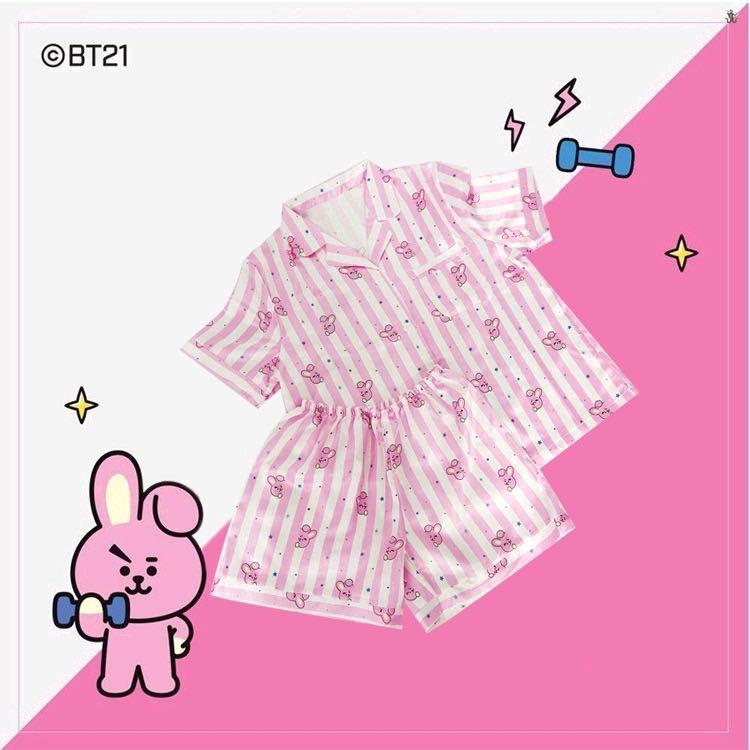 BTS KPOP BT21 STRIPED PAJAMAS PYJAMAS NIGHTWEAR SLEEPING CLOTHES SHORT