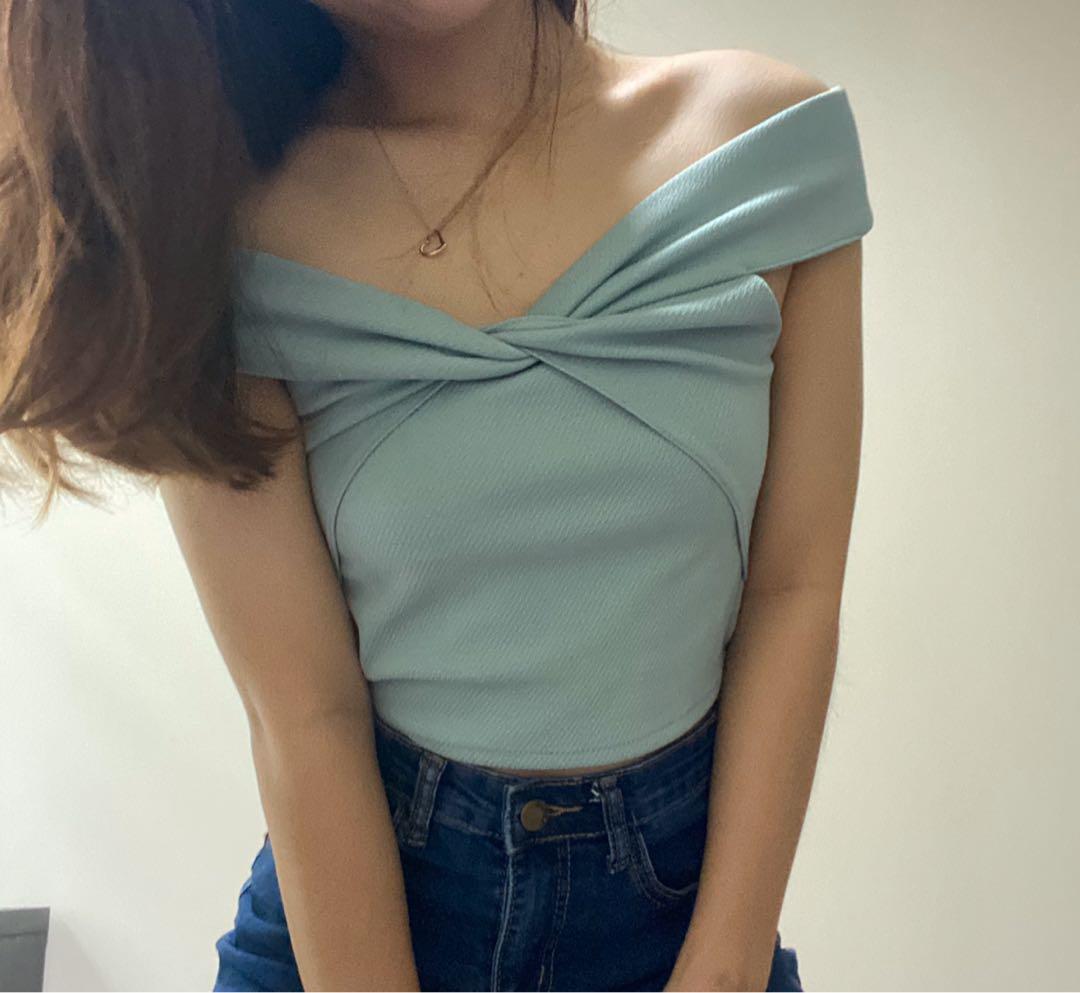 Criss cross off the shoulder top cheap