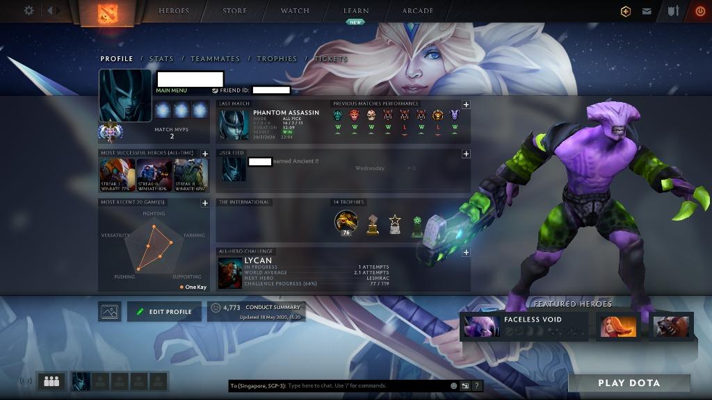 Dota 2 Ancient 1 3980 Mmr Account Behaviour 4773 Toys Games Video Gaming In Game Products On Carousell