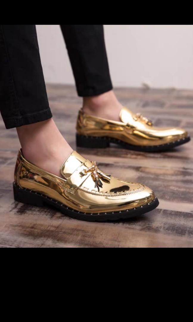 Formal shoe loafers men Gold black, Men 