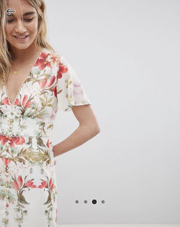 Hope and ivy button new arrivals front midi with ruched sleeve