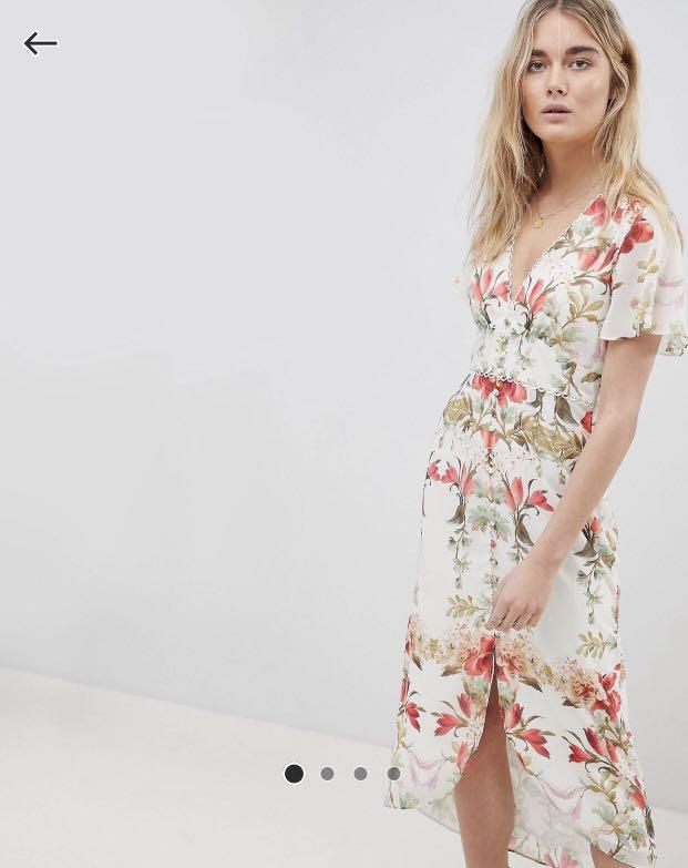 Hope & ivy floral button front midi dress store