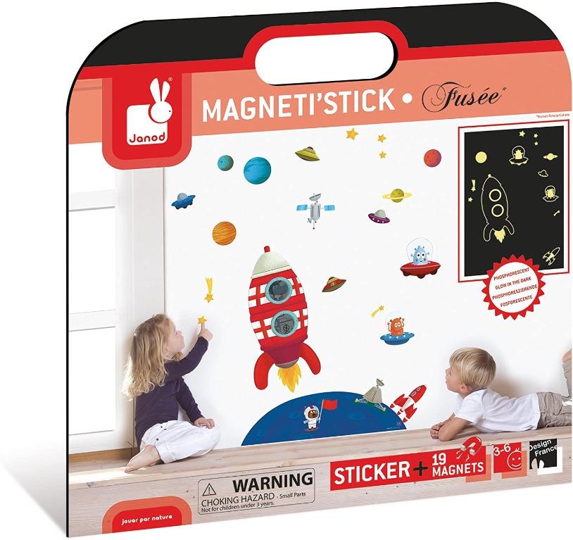Janod France Magneti Stick Wall Decor Glow In The Dark Rocket