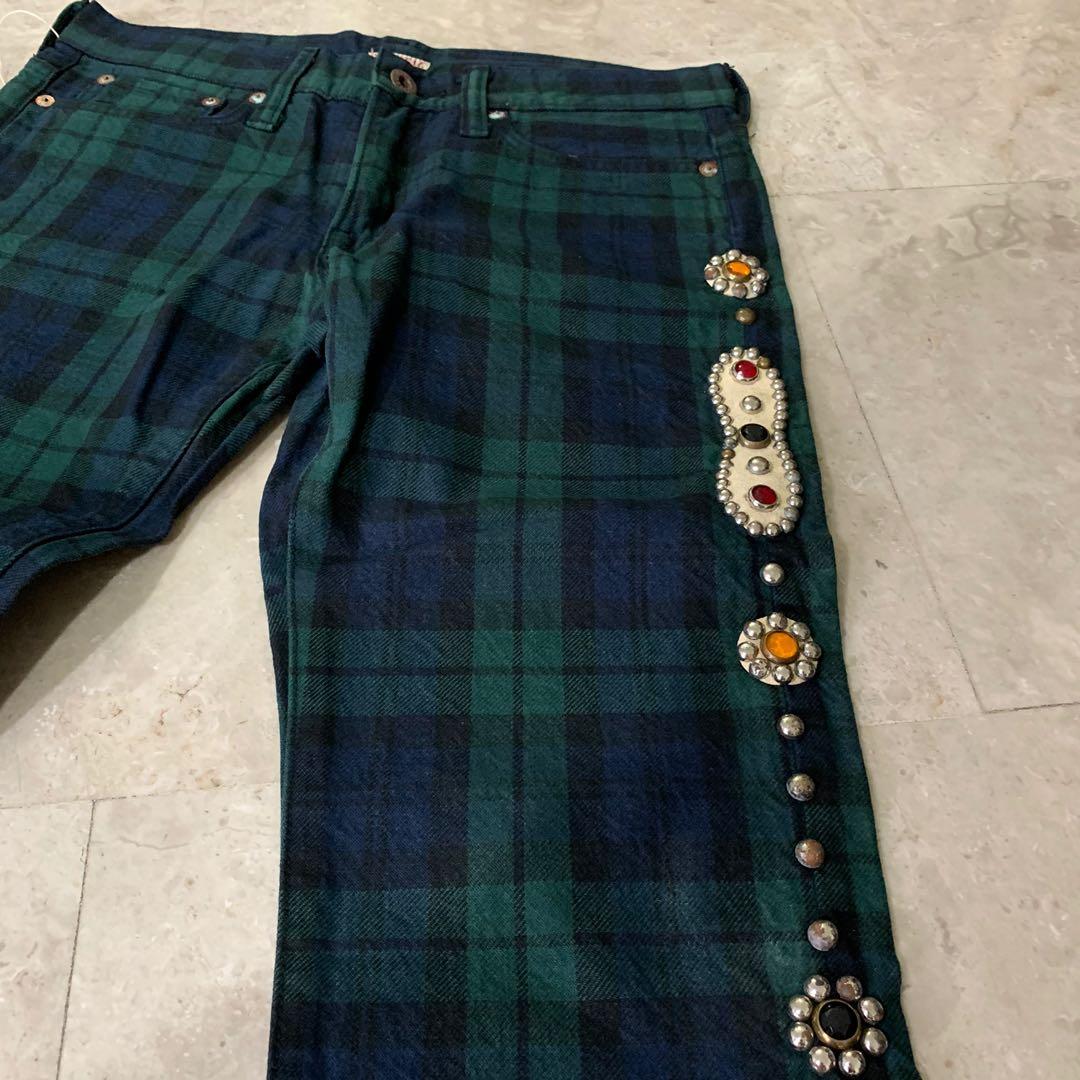 Kapital tartan studded trousers on sale