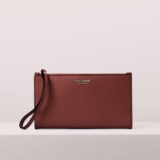 Kate Spade Sylvia Large Continental Wristlet Clutch Wallet Cherrywood Burgundy Red Maroon