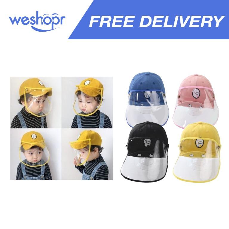 Kids Baseball Cap Face Shield Mask Hat Babies Kids Boys