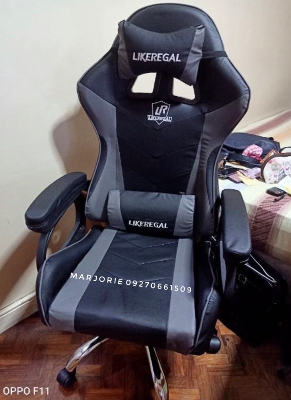 Leather gaming chair nylon legs Furniture Home Living Office