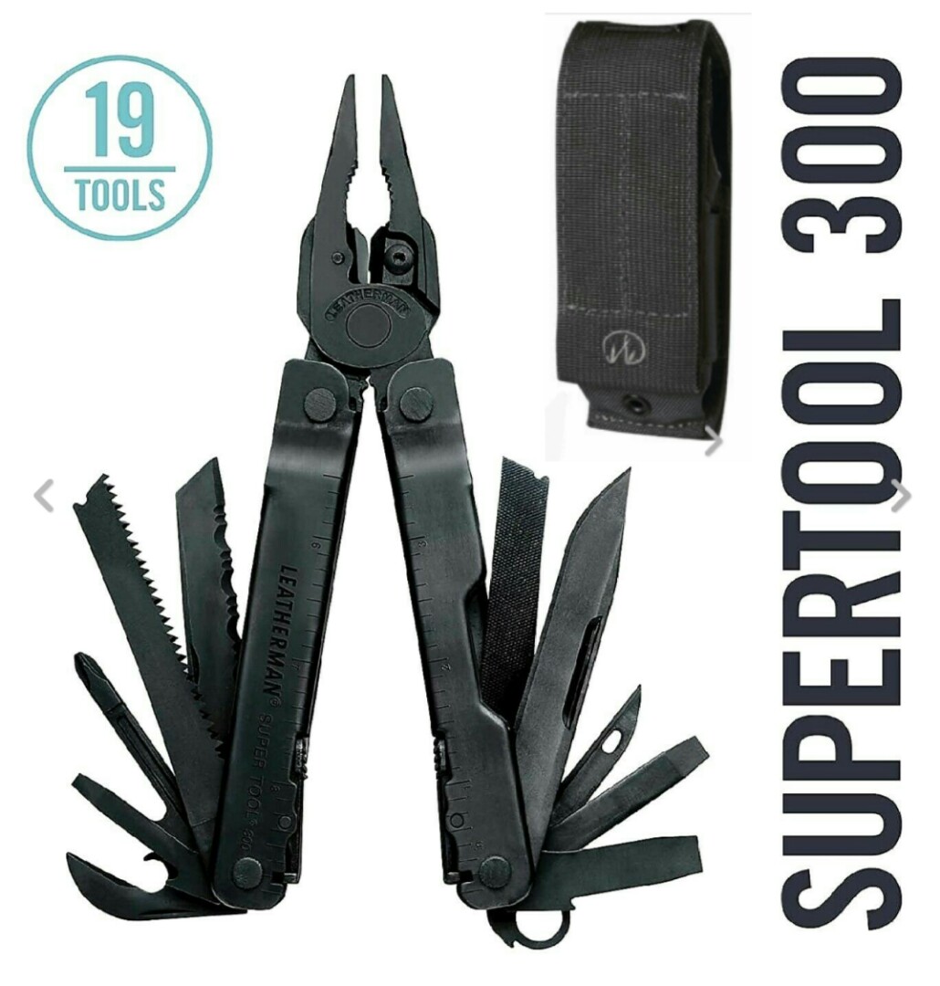 Leatherman Supertool 300 Black Multitools 19 in 1 with Black Molle