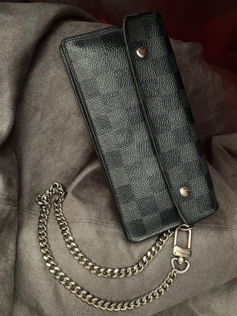 Authentic Louis Vuitton Damier Graphite Chain Wallet