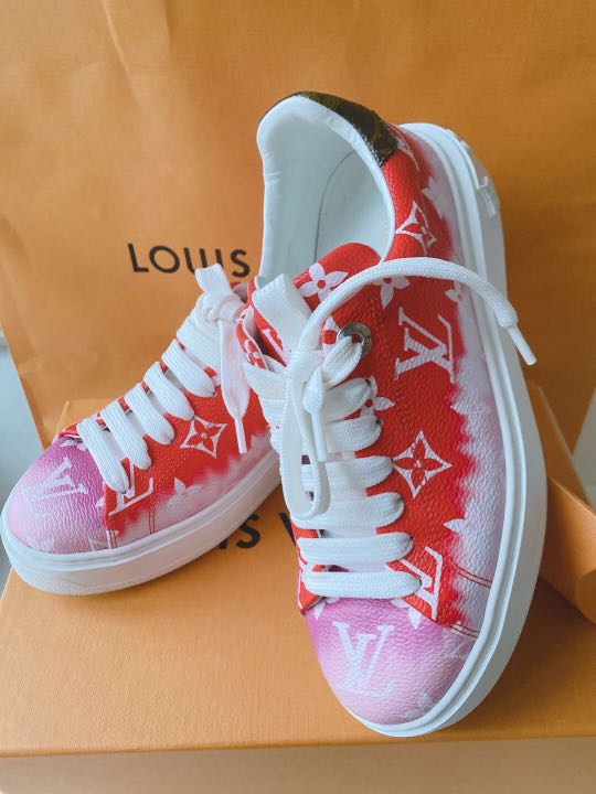 LOUIS VUITTON Monogram Escale Time Out Sneakers 36 Red 956247